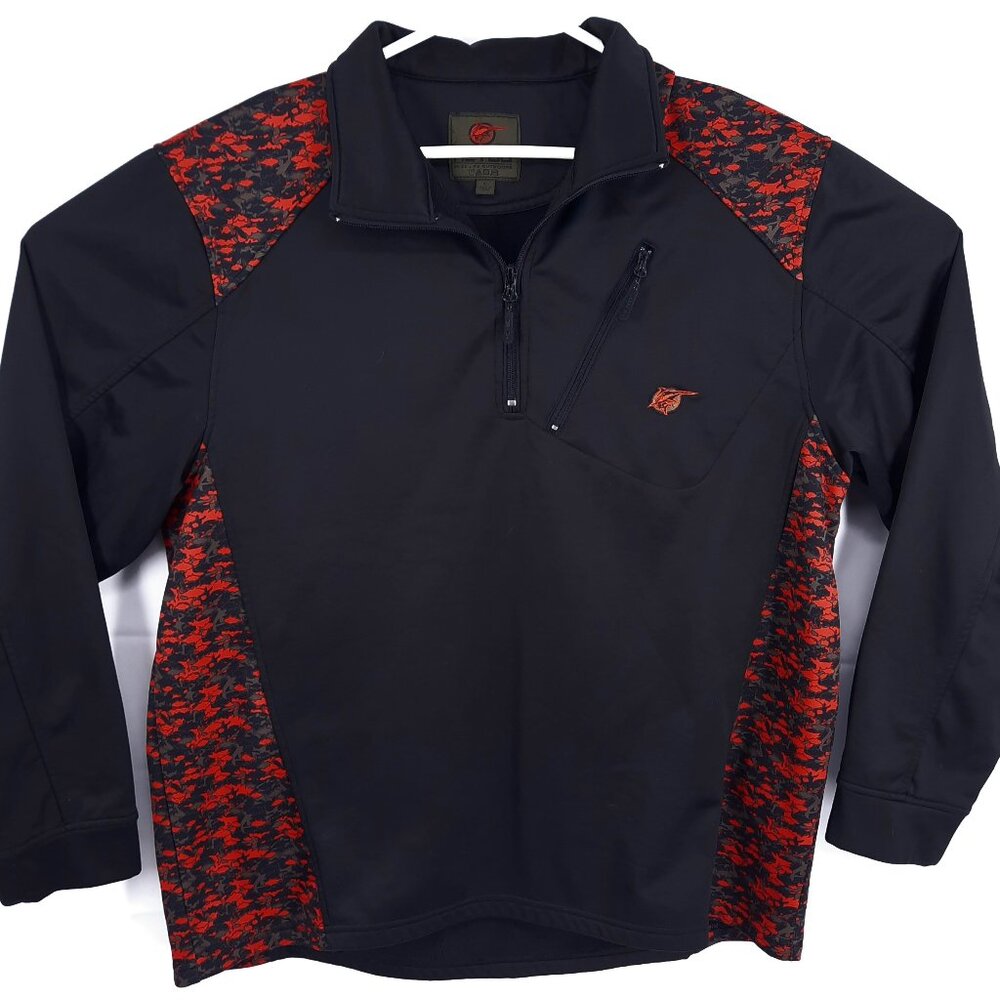 Heybo Fish Black Camo Pullover Windbreaker Jacket Men's Size XL Fishing 1/4 Zip